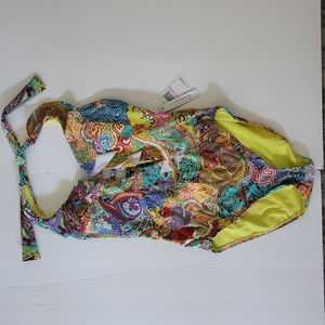 Bleu Rod Beattie Rufflicious One-Piece Multicolor Paisley Size 6 NEW